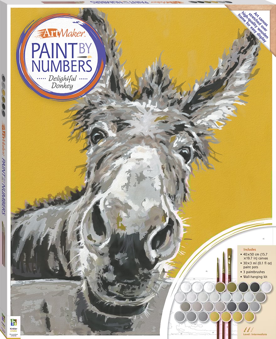 Paint by Numbers Canvas Paint by Numbers Canvas: Delightful Donkey - Image 1